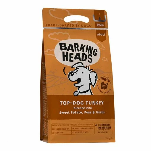 Barking Heads Top Dog Turkey 2kg -Dog Food shop barking heads adult dog turkey sweet patato peas herbs front
