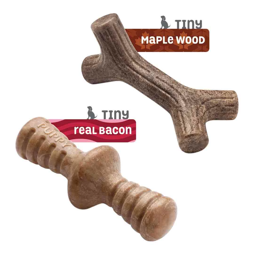 Benebone Puppy Maplestick Zaggler Bacon Tiny 2 Pack 2 Benebone Puppy Maplestick Zaggler Bacon Tiny 2 Pack - Image 2