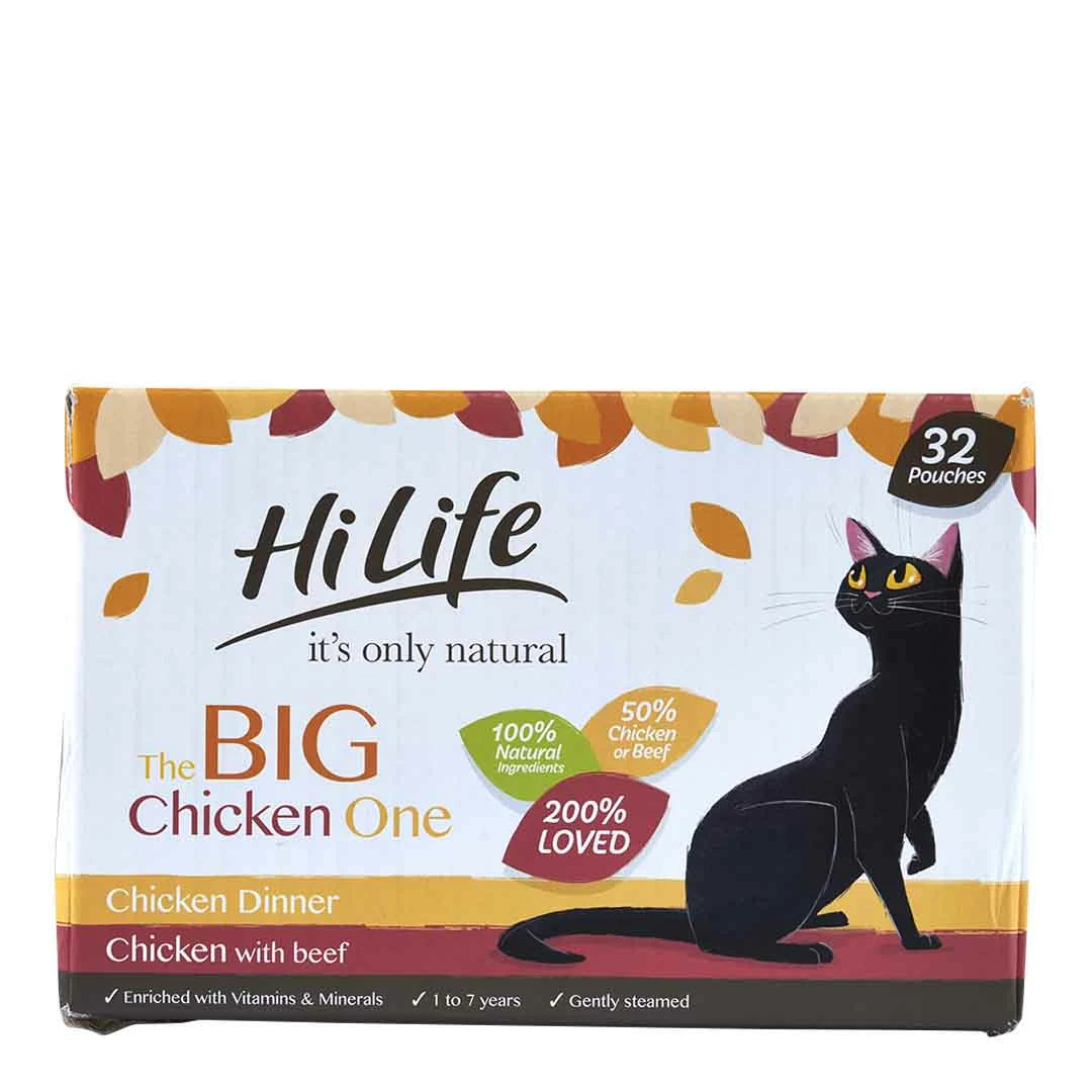 HiLife It's Only Natural Cat Pouch Multipack The Big Chicken One In Jelly 32x70g 1 HiLife It's Only Natural Cat Pouch Multipack The Big Chicken One In Jelly 32x70g