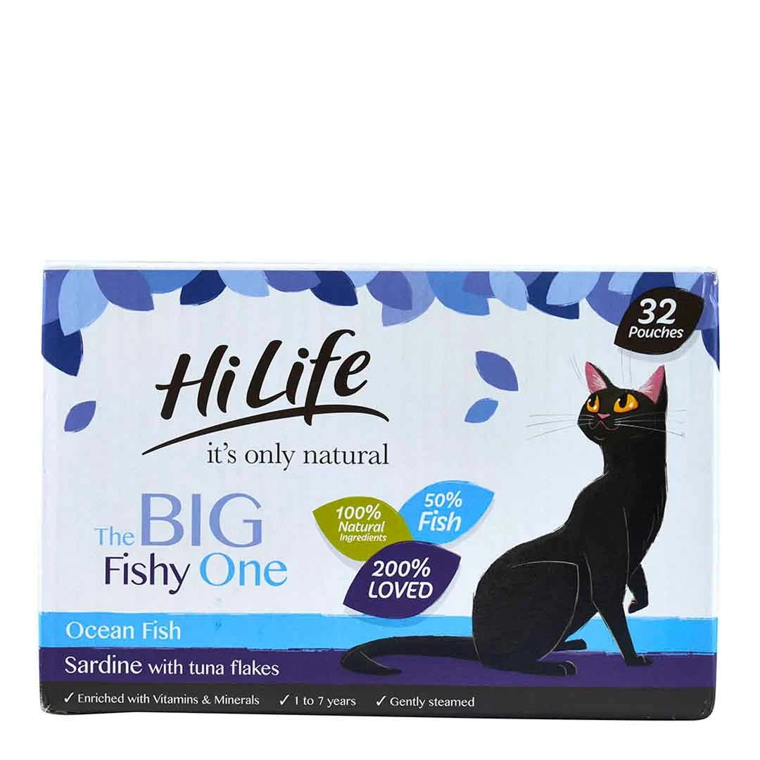 HiLife It's Only Natural Cat Pouch Multipack The Big Fishy One In Jelly 32x70g 1 HiLife It's Only Natural Cat Pouch Multipack The Big Fishy One In Jelly 32x70g