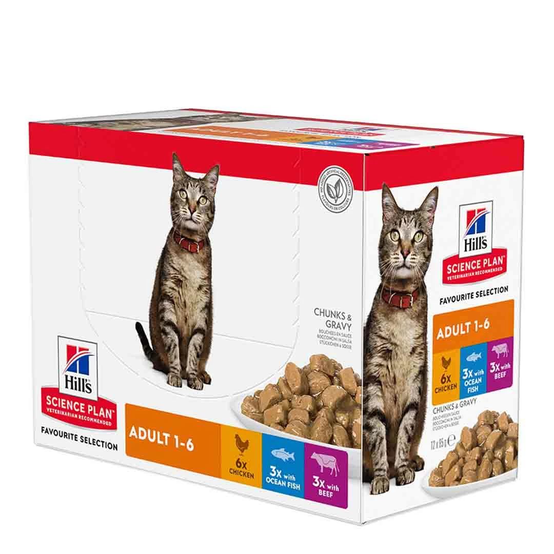 Hills Science Plan Hill's Science Plan Adult Wet Cat Food Multipack Chicken, Beef & Ocean Fish Flavour 12x85g 2 Hills Science Plan Hill's Science Plan Adult Wet Cat Food Multipack Chicken, Beef & Ocean Fish Flavour 12x85g - Image 2