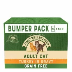 James Wellbeloved Grain Free Adult 1+ Wet Cat Food Pouches With Turkey In Gravy 24 X 85g