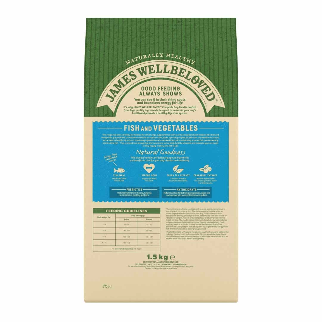 James Wellbeloved Senior Small Breed Fish & Vegetable Grain Free 1.5kg 4 James Wellbeloved Senior Small Breed Fish & Vegetable Grain Free 1.5kg - Image 4