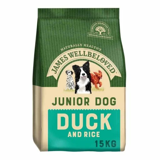 James Wellbeloved Duck & Rice Junior 15kg -Dog Food shop james wellbeloved junior dog duck rice dry food kibbles front