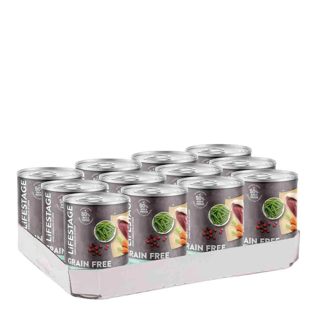Lifestage Duck And Chicken With Vegetables Dog Food Cans 12x390g 1 Lifestage Duck And Chicken With Vegetables Dog Food Cans 12x390g