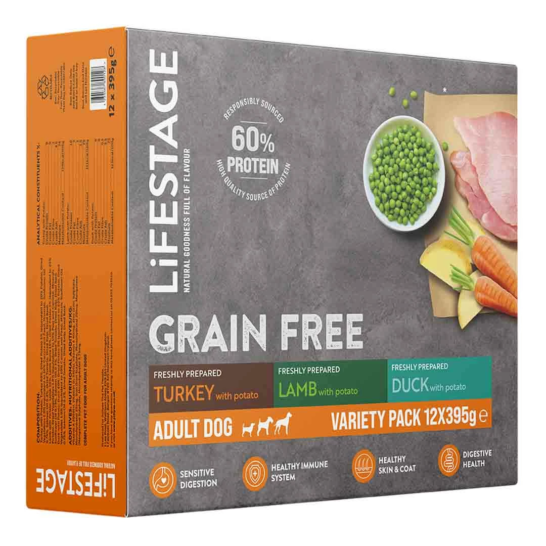 Lifestage Variety Pack Trays Grain Free Dog Food 12x395g 1 Lifestage Variety Pack Trays Grain Free Dog Food 12x395g