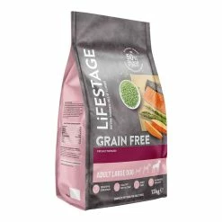 Lifestage Adult, Grain Free Salmon & Trout With Asparagus, 12Kg 3 Lifestage Adult, Grain Free Salmon & Trout With Asparagus, 12Kg -Dog Food shop lifestage large dog salmon trout asparagus side 12kg