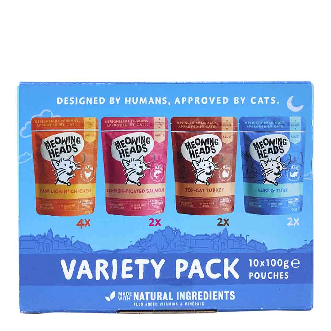 Meowing Heads Adult Variety Wet 10x100g 1 Meowing Heads Adult Variety Wet 10x100g