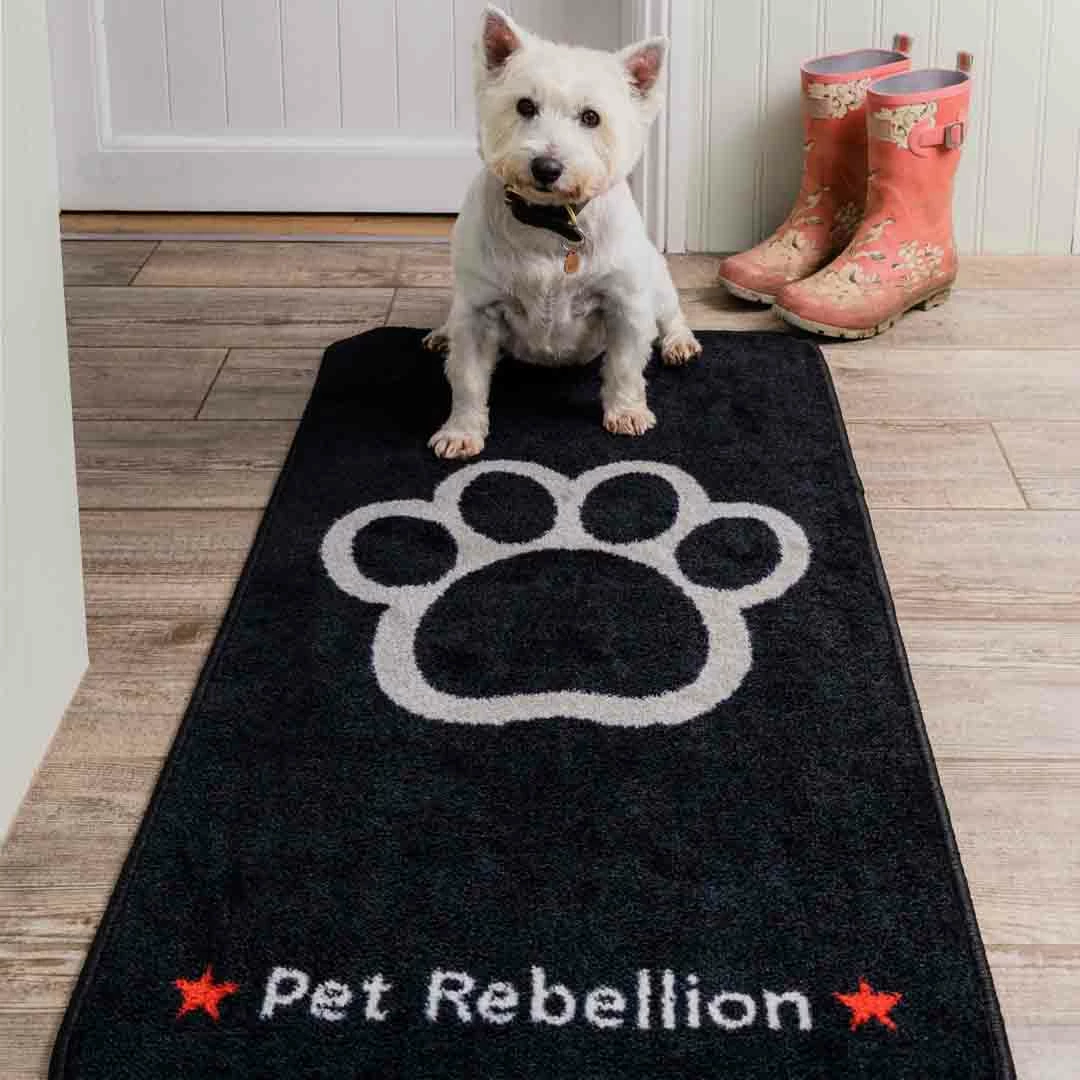 Pet Rebellion Stop Muddy Paws Black Dog Mat, XL 1 Pet Rebellion Stop Muddy Paws Black Dog Mat, XL