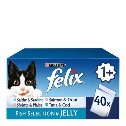 Felix Pouch Fish Selection In Jelly 40x100g -Dog Food shop purina felix cat jelly front