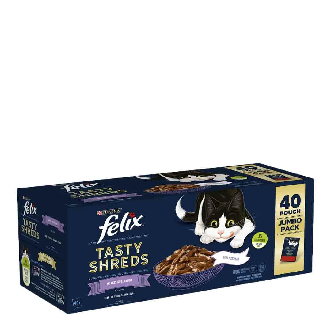 Felix Tasty Shreds Pouches, 12x80g 1 Felix Tasty Shreds Pouches, 12x80g
