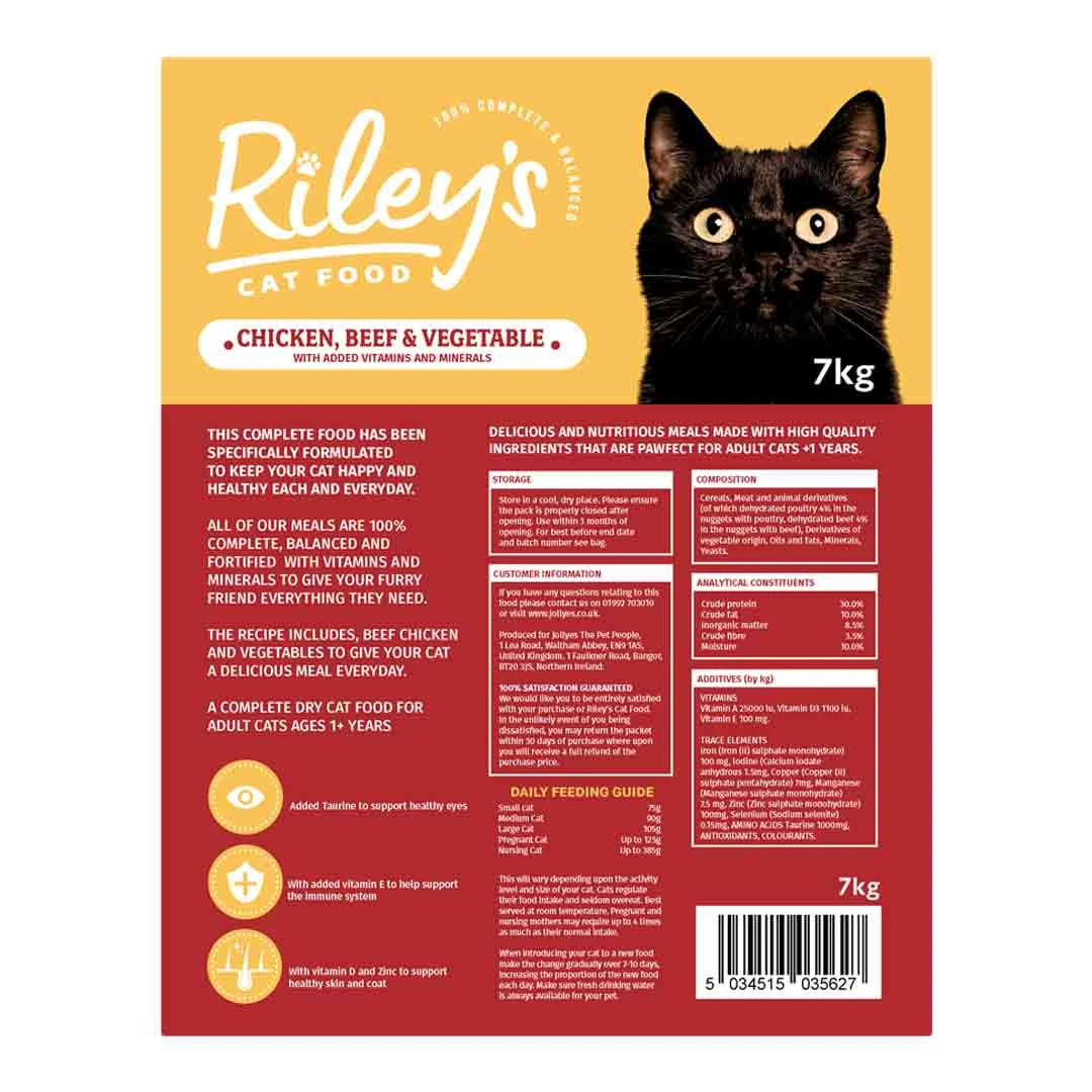 Riley's Chicken, Beef & Vegetable Dry Cat Food, 7kg 1 Riley's Chicken, Beef & Vegetable Dry Cat Food, 7kg