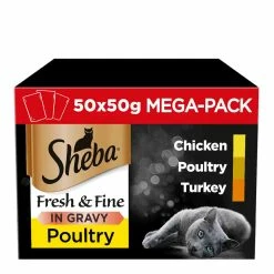 Sheba Mini Wet Cat Food Pouches Poultry Collection In Gravy 50x50g