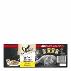 Sheba Select Slices Adult 1+ Wet Cat Food Pouches Poultry Selection In Gravy 40x85g Mega Pack -Dog Food shop sheba cats select slices in gravy poultry duck chicken back 40x85g