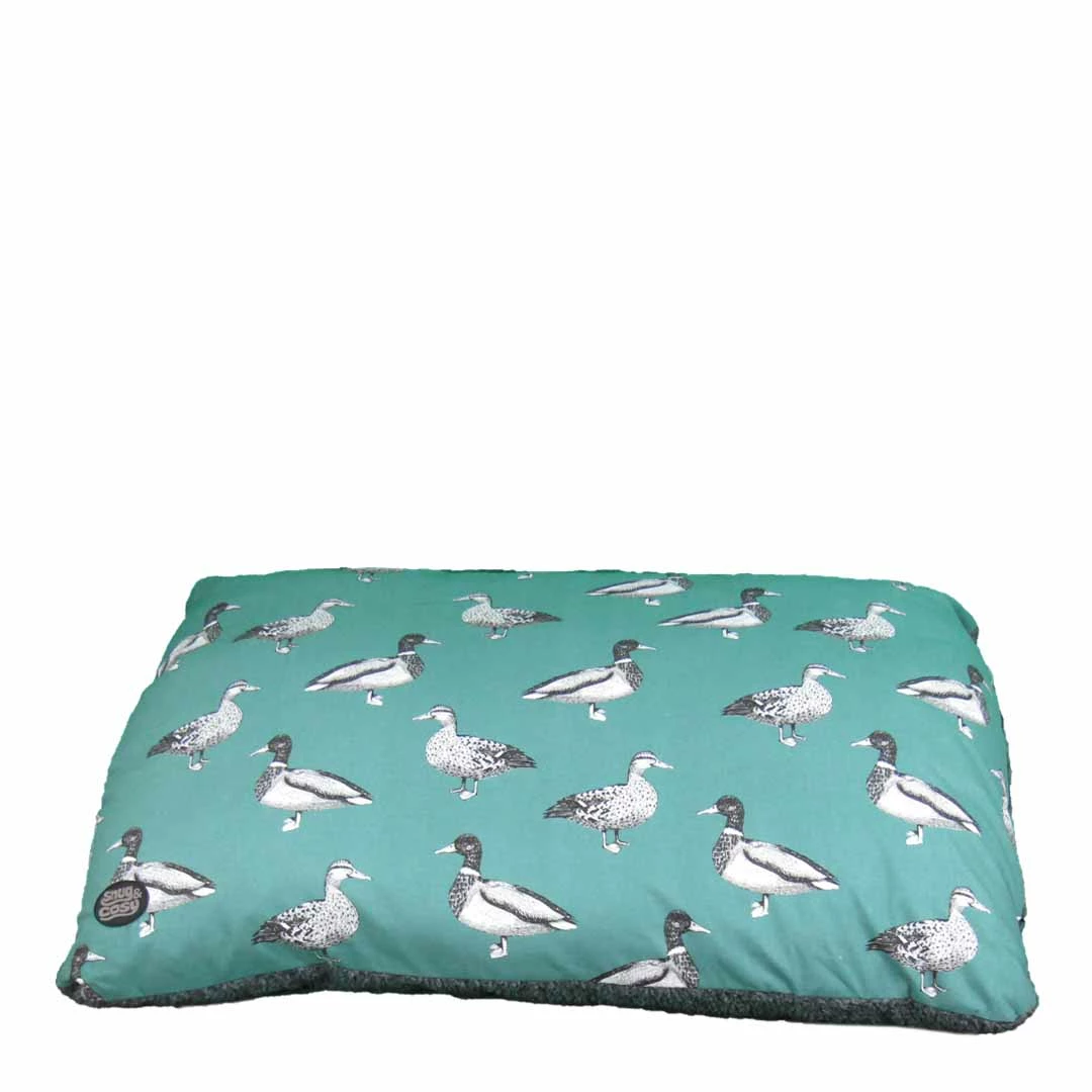 Snug & Cosy Teal Duck Print Lounger Dog Bed, Medium 1 Snug & Cosy Teal Duck Print Lounger Dog Bed, Medium