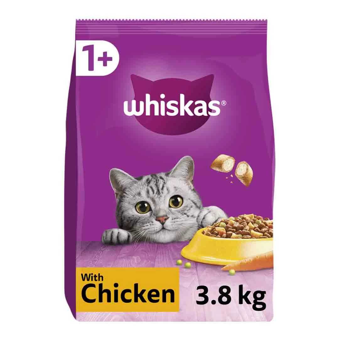 Whiskas 1+ Complete Dry With Chicken Cat Food, 3.8kg 1 Whiskas 1+ Complete Dry With Chicken Cat Food, 3.8kg