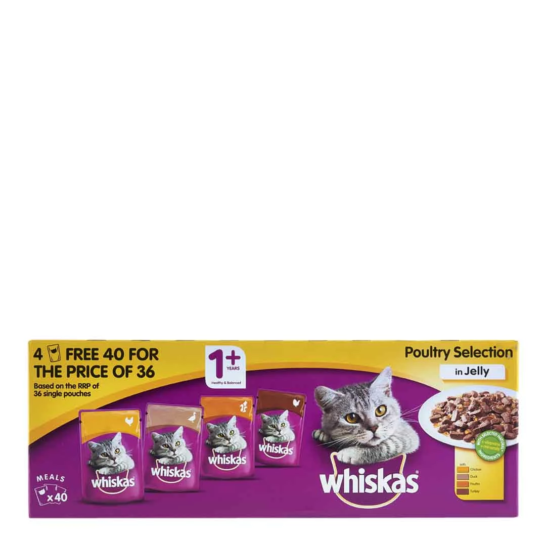 Whiskas Pouch Adult Poultry Jelly 40x100g 1 Whiskas Pouch Adult Poultry Jelly 40x100g